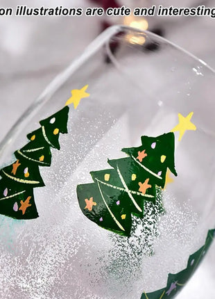 Bicchieri da vino natalizi da 450 ml Albero di Natale di Babbo Natale Aghi di pino Bicchieri da vino rosso per vino Succo di champagne - riparo82