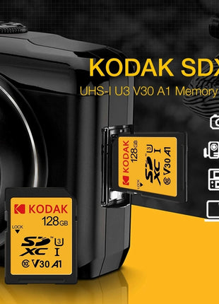 Schede SD KODAK per fotocamera 100 MB/s scheda di memoria ad alta velocità 256GB 128GB 64GB SDXC C10 A1 U3 V30 UHS-I sdcard per 4K HD SLR DV