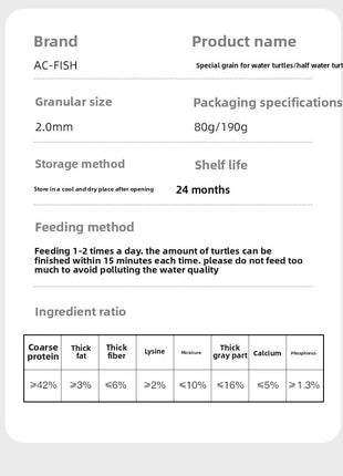 AC-Fish Turtle Food-High Calcium&Protein Formula for Pet Turtles (Red-Eared Slider,Snapping,Box Turtle)-Aquatic&Land Turtle Diet - Riparo82