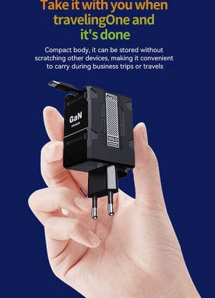 Xiaomi 120W GaN Fast Charger Compatible  With Retractable Type-c And Ligtning Cable Portable Adapter For Iphone 16 Ipad Macbook - Riparo82