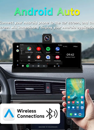 10.26" Carplay Screen Rearview Mirror Dash Cam Android Auto 4K 3840*2160P WIFI BT GPS Navigation Video Recorder Car DVR Camera - Riparo82