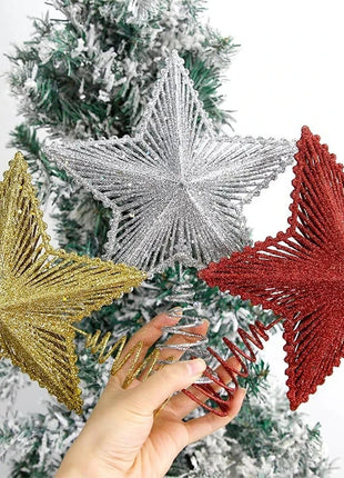 25 centimetri Albero Di Natale Top Glitter Oro Argento Stella Casa Ornamenti Per L'albero Di Natale Decorazione Di Natale Per La Casa 2024 Natal Capodanno 2025 - riparo82