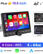 Junsun 10.6 Inch Universal Rotatable 1DIN 2DIN Car Radio Wireless CarPlay Android Auto Touch Screen Multimedia GPS autoradio - Riparo82