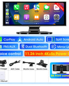 11.26 inch Dash Cam 4K Car DVR Wireless Carplay & Android Auto GPS Navigation Video Recorder Dashboard Dual Lens Wifi FM AUX - Riparo82