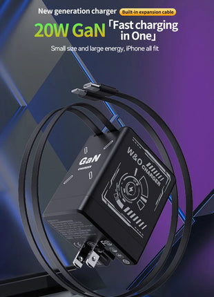 Xiaomi GaN120W Ultra Fast Charger With Retractable Type-C Lightning Cable Fast Charging Adapter For iPhone16 iPad Samsung Huawei - Riparo82