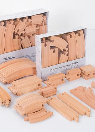 Set di binari ferroviari in legno Pacchetto di espansione Blocchi di costruzione fai-da-te Accessori Tracce adatte per binari in legno Giocattoli educativi per bambini