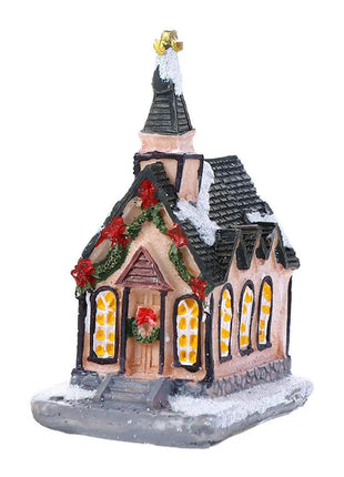 Decorazioni per la casa Figurina di Capodanno Mini resina artigianale Decorazione natalizia luminosa Decorazione della casa del villaggio Luce a LED