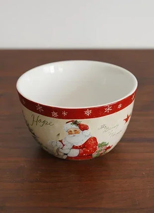 Piatti in ceramica a tema natalizio Set di stoviglie per la cena Colore Sottosmalto Processo Caffè Zuppa Tazza Ciotola Piatto da bistecca di Babbo Natale - riparo82