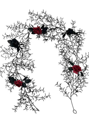 Halloween Dead Branch Garland Artificial Rose Black Decorative Flower Vine Door Hanging Festive Atmosphere Arrangement New - Riparo82