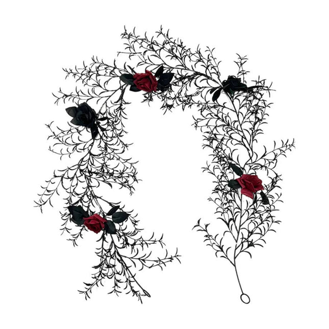 Halloween Dead Branch Garland Artificial Rose Black Decorative Flower Vine Door Hanging Festive Atmosphere Arrangement New