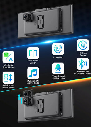 10/11.26" Wireless Carplay Screen for Car,4K Dash Cam HD Car DVR,Android Auto GPS Navigation Video Recorder,1080P Camera,FM,WIFI - Riparo82