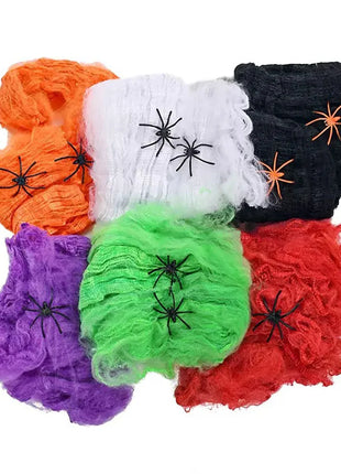Halloween Decoration Spider Web,Artificial Spider Web,Stretchy Cobweb With Spider,Horror Gothic Haunted House Home Decor - Riparo82
