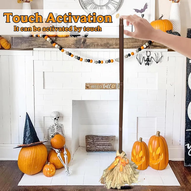 Halloween Sound Activated Floating Broom Touch Activated Witch Broom Is Suitable For Halloween Decoration Magical Atmosphere