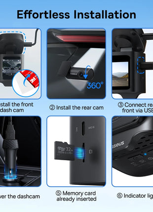 Baseus 3K Dash Cam VD1 Front and Rear Cam HD Built-in GPS Galileo Supercapacitor Car DVR Car Camera Recorder Support 24H Parking - Riparo82