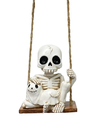 1pc Halloween Swing Skull Holding Ghost Cat Statue Garden Home Furnishing Bedroom Outdoor Balcony Decoration Party DIY Supplies - Riparo82