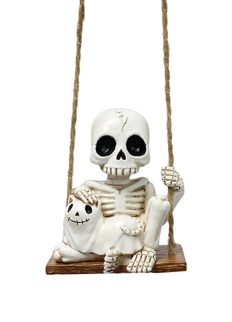 1pc Halloween Swing Skull Holding Ghost Cat Statue Garden Home Furnishing Bedroom Outdoor Balcony Decoration Party DIY Supplies - Riparo82