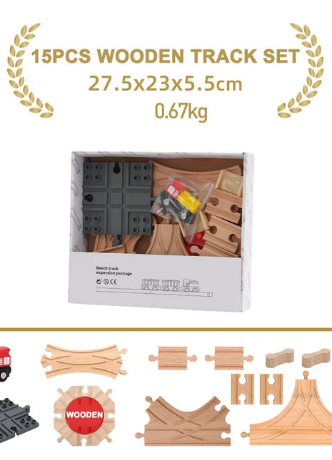 NUOVO Set di binari in legno Pacchetto di espansione per binari in legno di faggio Set di binari ferroviari adatti per tutte le marche Treni Giocattoli per regali per bambini