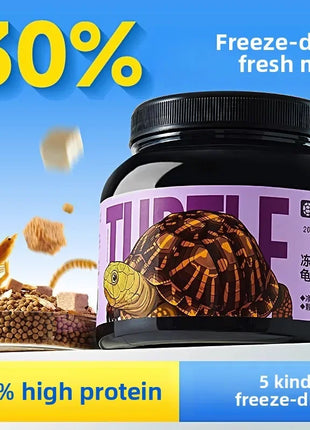 Yee Freeze-Dried Turtle Food - 6-in-1 Floating Pellets with Shrimp, Fish & Vegetables - for Aquatic & Semi-Aquatic Turtles - Riparo82