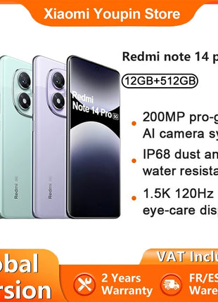 Global Version Redmi Note 14 Pro 5G MediaTek Dimensity 7300-Ultra NFC 200MP Camera 1.5K 120Hz AMOLED Display 5110mAh Battery - Riparo82