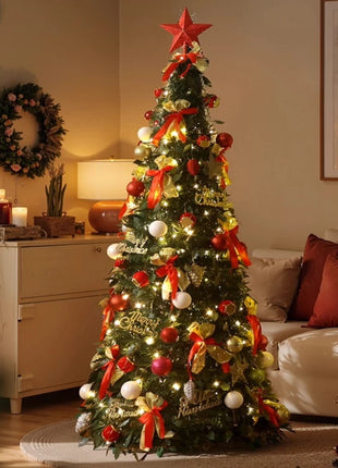 Albero di Natale incandescente Decorazione per albero di Natale artificiale pieghevole Ornamento natalizio floccato per esposizione spaziosa del festival del centro commerciale