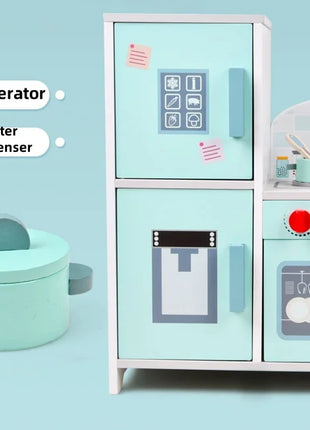 Set da gioco per mini frigorifero da cucina per bambini in legno - Pentole realistiche per giochi di finzione Regali di compleanno unisex per ragazzi e ragazze - riparo82