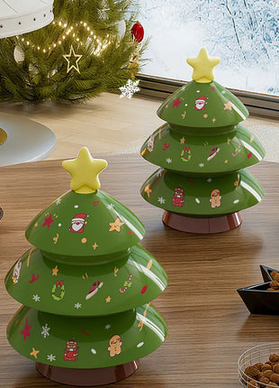3 strati Natale Creativo Forma dell'albero di Natale Caramelle Snack Noci Frutta secca Piatto di plastica Snack Piatti Ciotola Vassoio per la colazione a h - riparo82