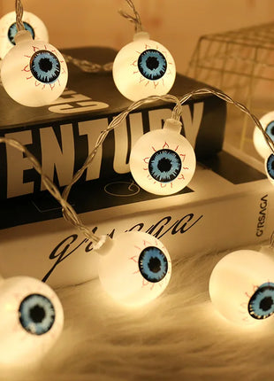 1.5M 10LED Halloween LED Light String Horror Eyeballs Pumpkin Spider Bat Skull Lamp Trick Or Treat Happy Halloween Party Decor - Riparo82