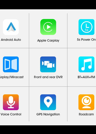 11.26 inch Dash Cam 4K Car DVR Wireless Carplay & Android Auto GPS Navigation Video Recorder Dashboard Dual Lens Dual BT FM AUX - Riparo82
