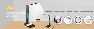 LED Desk Lamp, Office Table Lamp with Wireless Charger, Suitable for Home, Office Dimmable Desk Lamp, with USB Charging Port - Riparo82