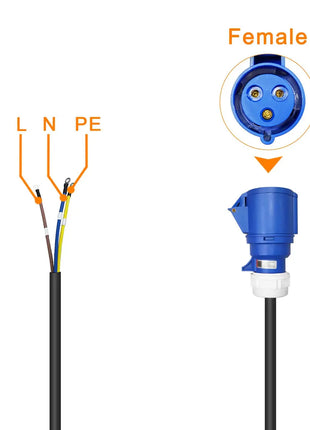 32A Blue CEE Socket to 16A EU Schuko Plug Adapter 7KW to 3.5KW Electric Vehicle Charging Adapter For EV Charger Portable - Riparo82
