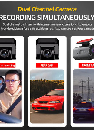 Dash Cam 4K UHD Recording Car Camera DVR Night Vision Video Recorder Built-In Wi-Fi Support GPS 24H Parking - Riparo82