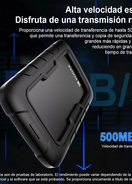 KODAK P110 Disco rigido da 2,5" PHDD 2TB/500GB/1TB Viene fornito con una custodia protettiva in silicone spesso HDD USB3.0 compatibile con PS5 PS4