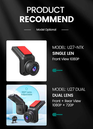 Dash Cam Car USB ADAS DVR HD1080P Special for Android Multimedia Player Dual-lens Front Rear 170 Degree Recorder Reverse Vision - Riparo82