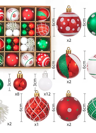 Nuovi 42 set di decorazioni natalizie Palline verniciate elettrolitiche, palline di plastica, decorazioni per finestre, pendenti per albero di Natale - riparo82