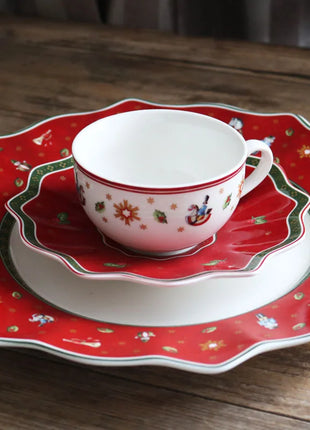 Tesoro tedesco Porcellana dura Giocattolo natalizio Joy Piatto piano multi-angolo Tazza di Natale Piattino Ciotola Candeliere - riparo82