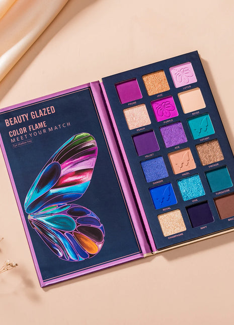 Butterfly 18 Color Eyeshadow Palette, Natural Matte Shimmer Metallic Satin Finish Eyeshadow, Charming Nude Makeup  Tray - Riparo82