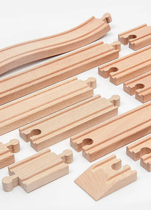 Nuovi tipi di parti di cingoli in legno Pista ferroviaria in legno di faggio Accessori per giocattoli adatti a tutte le marche Piste in legno Giocattoli per regali per bambini - riparo82