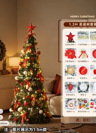 Albero di Natale incandescente Decorazione per albero di Natale artificiale pieghevole Ornamento natalizio floccato per esposizione spaziosa del festival del centro commerciale