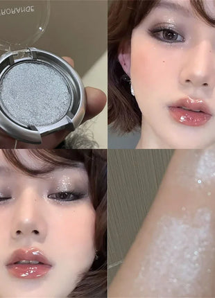 Smoky Pearl Glitter Eyeshadow Green Black Purple Shimmer Silkworm Highlight Creamy Monochrome Eye Shadow Matte Palette Makeup - Riparo82