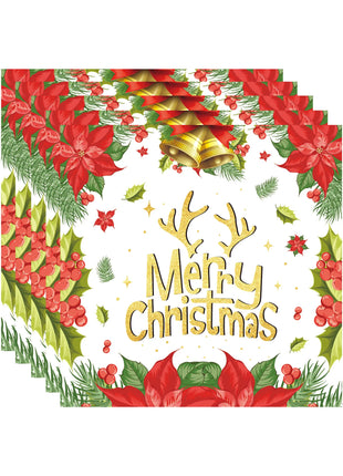 Set di stoviglie natalizie con campana a forma di fiore da 10 pezzi, stoviglie usa e getta, bicchieri di carta e piatti di carta, stoviglie per feste di Natale all'ingrosso - riparo82