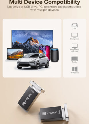 KODAK 128GB Mini USB Flash Drive USB3.2 Pen Memory Drive ad alta velocità 140MB/s 32GB 64GB UDisk Memoria portatile per PC per auto