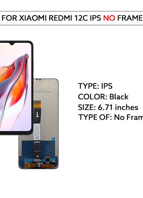 Schermo LCD Per Xiaomi Redmi 12C Display LCD Touch Screen Digitizer Assembly 22120RN86G 22120RN86I 22126RN91Y 2212ARNC4L Parti - riparo82