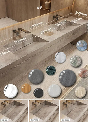 Set da toeletta in pietra senza cuciture, mobiletto da bagno con lavabo monopezzo, lavabo singolo e doppio, resistente alle macchie e durevole, personalizzabile