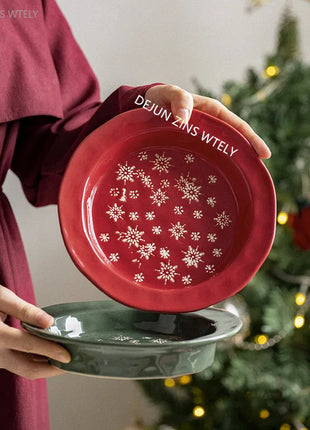 1PC squisito stoviglie natalizie piatti in ceramica piatti per insalata di frutta colazione tazze per il latte cucina domestica ciotole per noodle in ceramica - riparo82