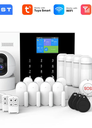 PGST Residential Tuya Smart Gsm Wifi Alarm System for Home Wireless Security Alarm House Smart Life App Control work with ALexa - Riparo82