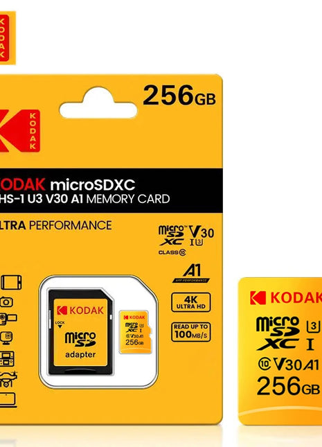Scheda Micro SD Kodak Scheda di memoria da 64 GB 32 GB 512 GB 256 GB 128 GB Scheda di memoria SD MicroSDXC Class10 Scheda Flash TF originale da 100 MB/s U3
