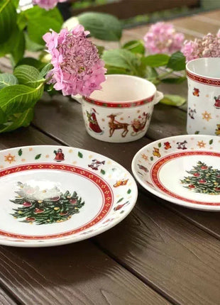 Set di piatti natalizi in ceramica ad alta temperatura, albero di Natale, piatto per cibo occidentale, bella tazza da caffè, ciotola, set natalizio di varietà ricca - riparo82