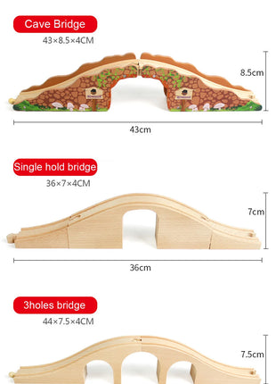 Tutti i tipi di binari del treno in legno Accessori Binari ferroviari in legno di faggio Ponte in legno Tunnel adatto per binari in legno Giocattoli per bambini - riparo82