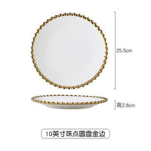 Nuovo piatto in ceramica con bordo dorato nordico, piatto in ceramica, leggero, di lusso, per riporre gioielli, piatto per torta, piatto per colazione a casa, a forma di cuore - riparo82