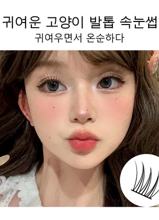 GROINNEYA DIY Lashes Extension Kit Cute Cat Paw False Eyelashes for Enlarged Eyes Korean Actress Natural Make Up - Riparo82